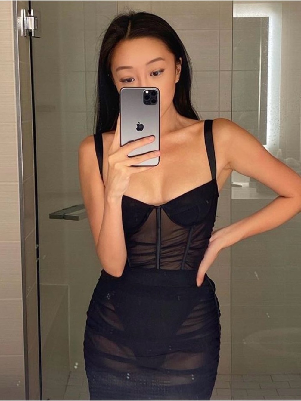 Lioness Sheer Black Corset Dress